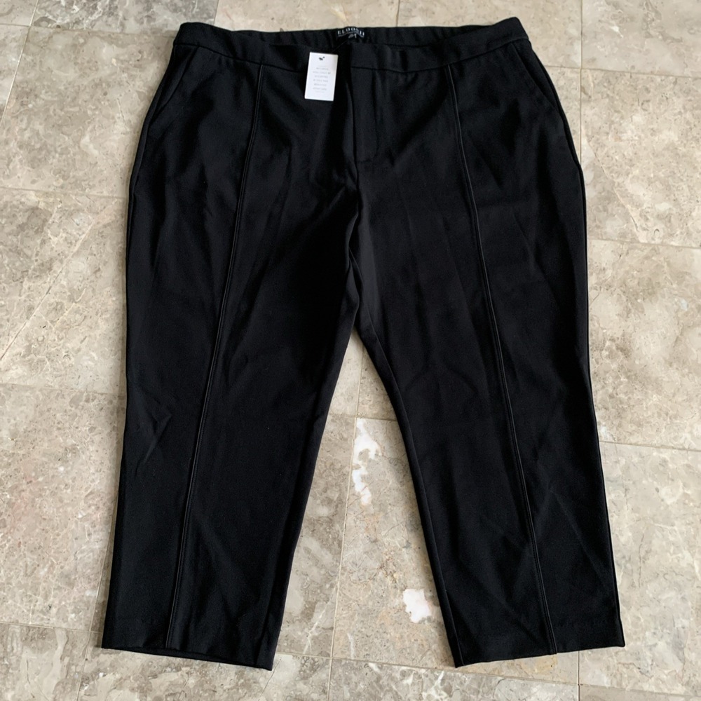 Eloquii Capri Pants Women's Plus Sz 26S Black Hook Eye Stretch Heavy Weight NWT